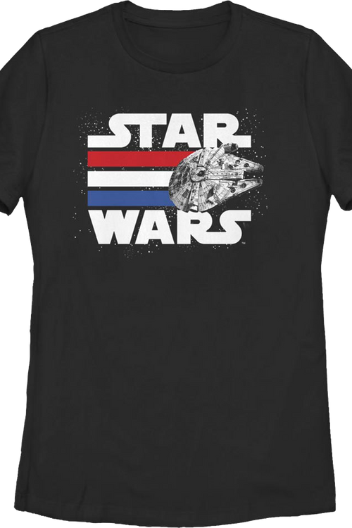 Womens Millennium Falcon Red White Blue Stripes Star Wars Shirtmain product image