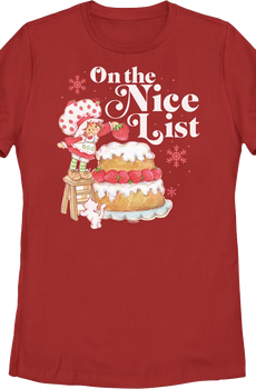Womens On The Nice List Strawberry Shortcake Shirt