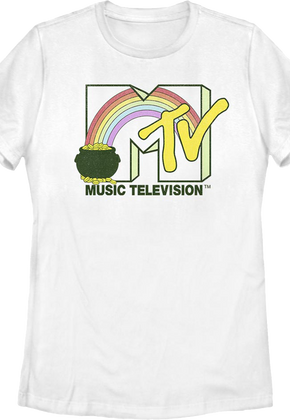 Womens Rainbow And Pot Of Gold Logo MTV Shirt