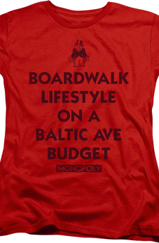 Womens Red Boardwalk Lifestyle Monopoly Shirt
