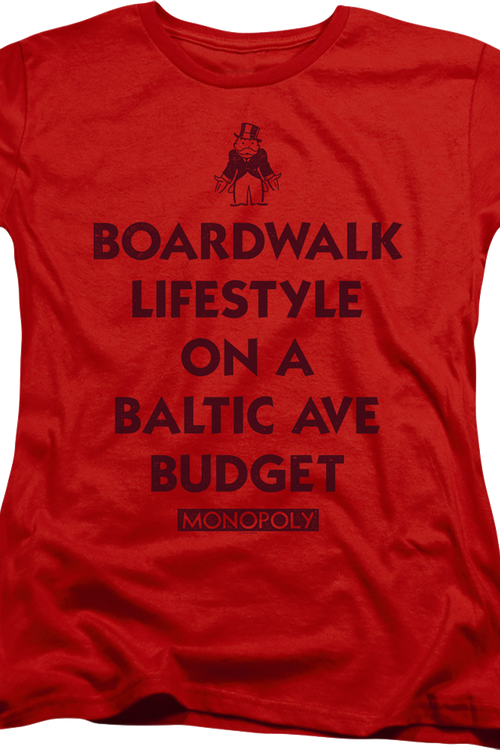 Womens Red Boardwalk Lifestyle Monopoly Shirtmain product image