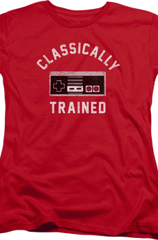 Womens Red Classically Trained NES Controller Shirt