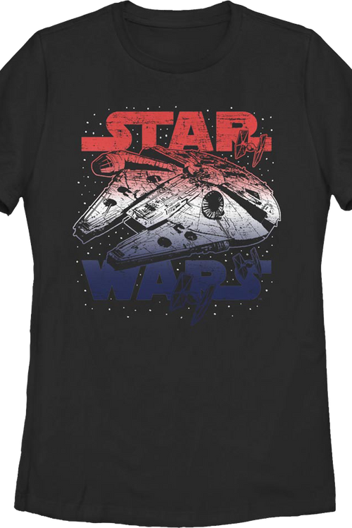 Womens Red White Blue Millennium Falcon Star Wars Shirtmain product image