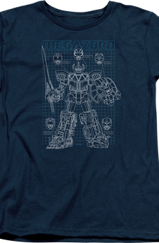 Womens Schematic Megazord Mighty Morphin Power Rangers Shirt