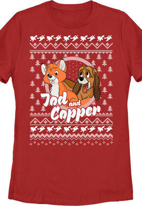 Womens The Fox and the Hound Faux Ugly Christmas Sweater Disney Shirt