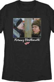 Womens Triple Dog Dare Merwwy Chrithmuth Christmas Story Shirt