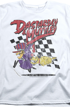 Womens Vintage White Dastardly & Muttley Wacky Races Shirt
