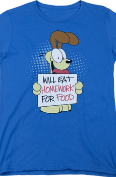 Womens Will Eat Homework Garfield Shirt