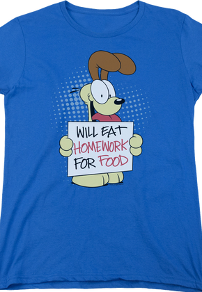 Womens Will Eat Homework Garfield Shirt