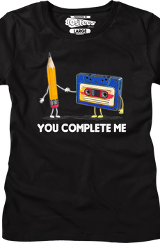 Womens You Complete Me Pencil & Cassette Shirt