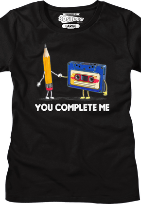Womens You Complete Me Pencil & Cassette Shirt
