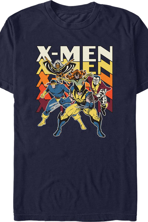 X-Men Characters And Stacked Logo Marvel Comics T-Shirtmain product image