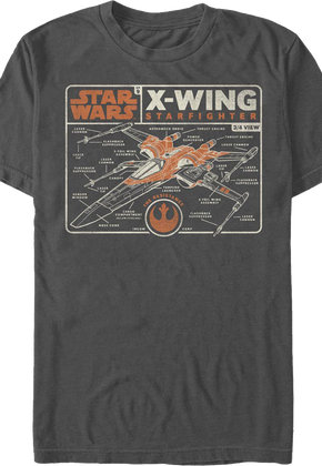 X-Wing Starfighter Schematic Star Wars T-Shirt