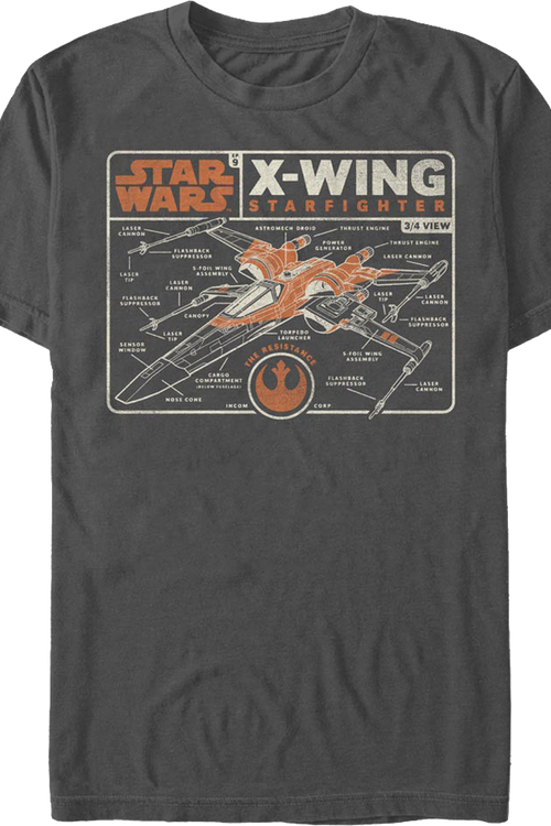 X-Wing Starfighter Schematic Star Wars T-Shirtmain product image
