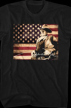 American Flag Autograph John Wayne T-Shirt