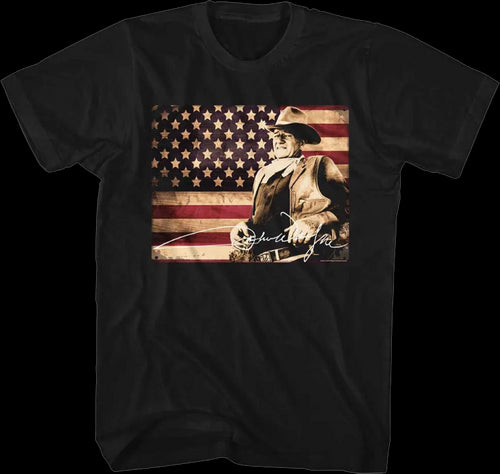 American Flag Autograph John Wayne T-Shirtmain product image
