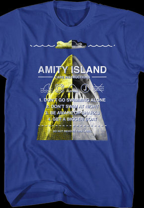 Amity Island Care Instructions Jaws T-Shirt