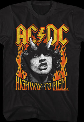 Angus Young Highway To Hell Flames ACDC Shirt