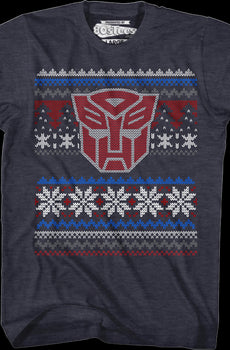 Autobot Faux Ugly Christmas Sweater Transformers T-Shirt
