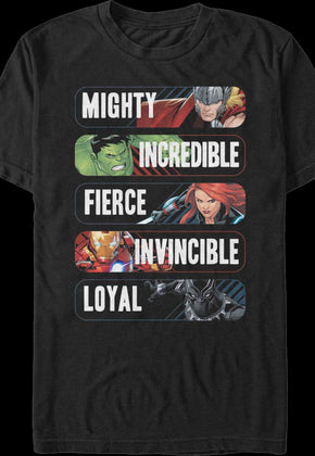 Avenger Adjectives Marvel Comics T-Shirt