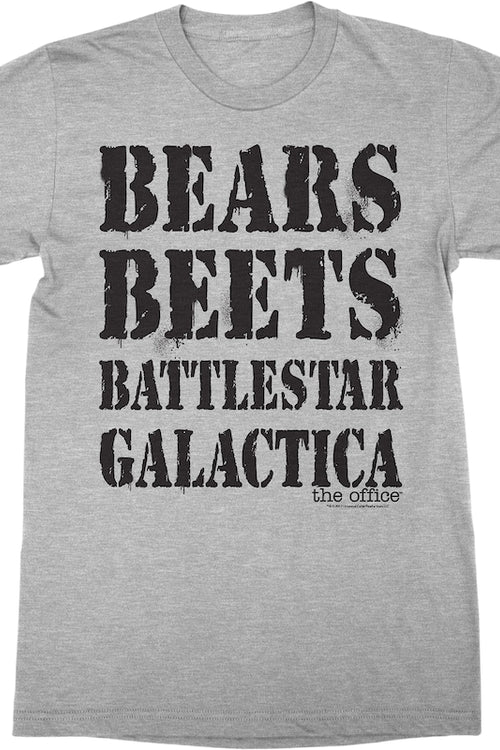 Bears Beets Battlestar Galactica The Office T-Shirtmain product image