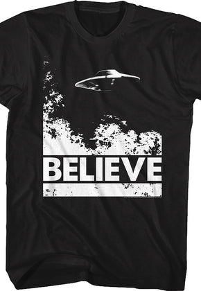 Black and White Believe Poster X-Files T-Shirt