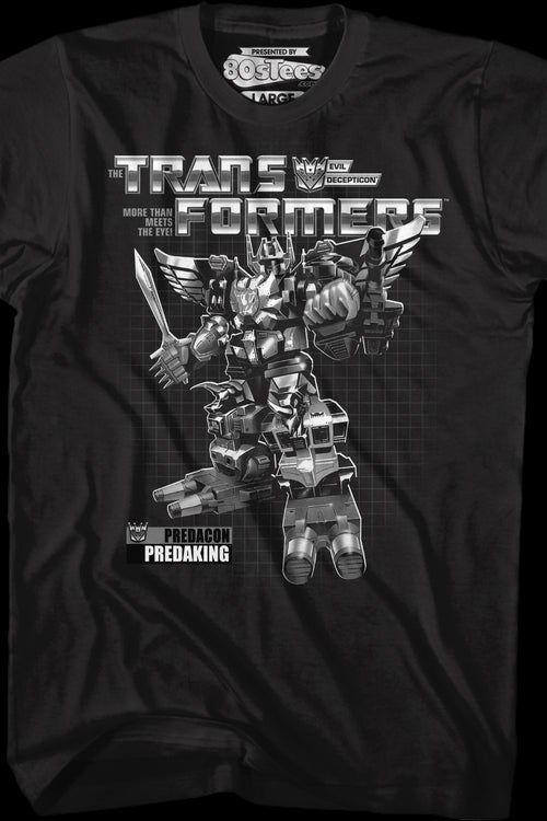 Black and White Box Art Predaking Transformers T-Shirtmain product image