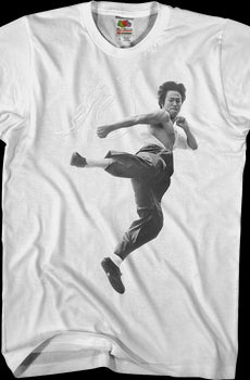 Black and White Motion Kick Bruce Lee T-Shirt