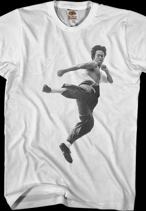 Black and White Motion Kick Bruce Lee T-Shirt