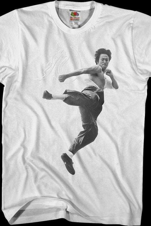 Black and White Motion Kick Bruce Lee T-Shirtmain product image