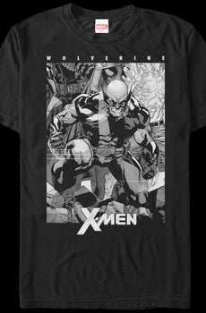Black and White Wolverine X-Men T-Shirt