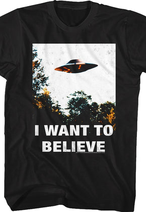 Black I Want To Believe Poster X-Files T-Shirt