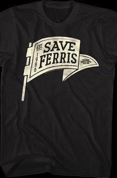 Black Save Ferris Pennant Ferris Bueller's Day Off T-Shirt