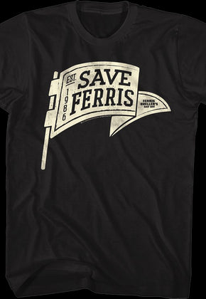 Black Save Ferris Pennant Ferris Bueller's Day Off T-Shirt