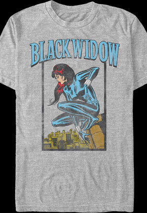 Black Widow Crouching Pose Marvel Comics T-Shirt