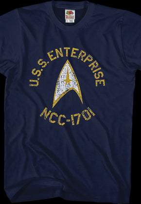 Blue Distressed USS Enterprise Star Trek T-Shirt