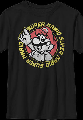 Boys Youth Super Mario Retro Circle Nintendo Shirt