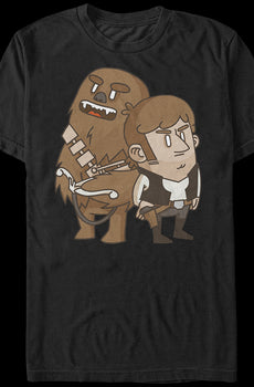 Cartoon Chewbacca Han Solo T-Shirt