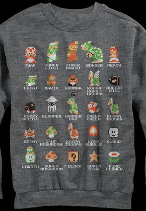 Cast of Super Mario Bros Sweatshirt
