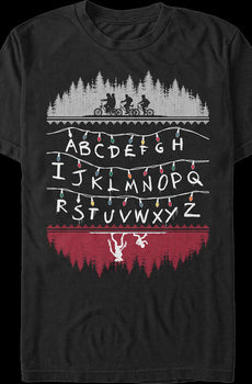Faux Ugly Knit Christmas Lights Stranger Things T-Shirt
