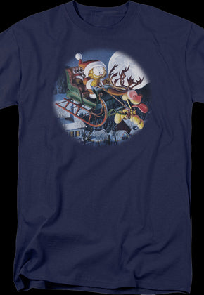 Christmas Sleigh Ride Garfield T-Shirt