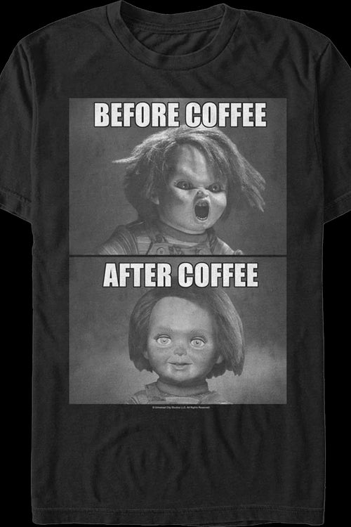 Chucky Before And After Coffee Child's Play T-Shirtmain product image