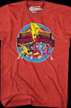 Circle Action Poses Mighty Morphin Power Rangers T-Shirt