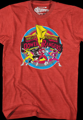 Circle Action Poses Mighty Morphin Power Rangers T-Shirt