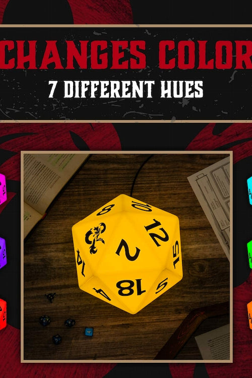D20 Color Changing Die Dungeons & Dragons Desk Lightmain product image