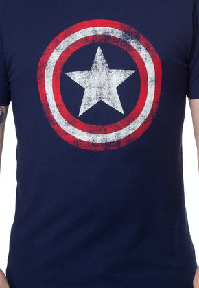 Navy Distressed Captain America Shield Shirt