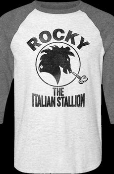 Distressed Italian Stallion Logo Rocky Raglan Baseball Shirt