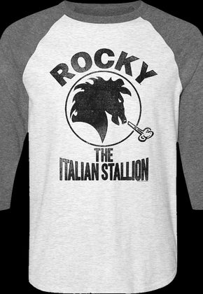 Distressed Italian Stallion Logo Rocky Raglan Baseball Shirt