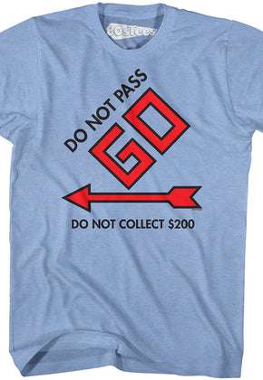 Blue Do Not Pass Go Monopoly T-Shirt