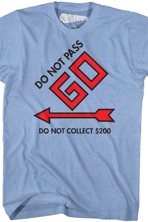Blue Do Not Pass Go Monopoly T-Shirtmain product image